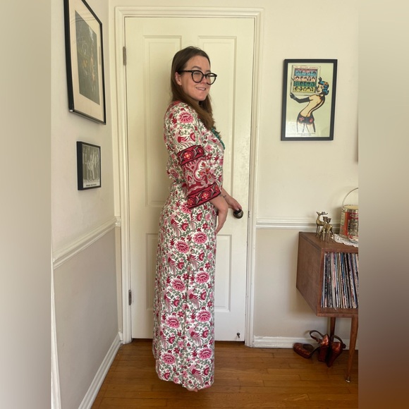 70s Vintage Ramona Rull Bird Print Mirrored Caftan - Picture 2 of 9